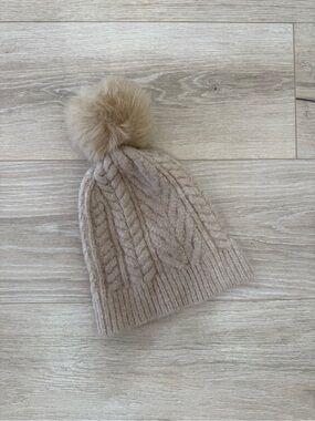 Club Monaco Cream Alpaca Wool Blend Pom Pom Beanie